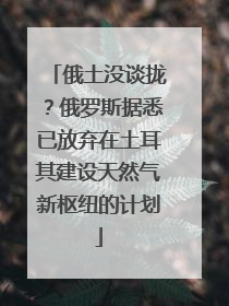 俄土没谈拢？俄罗斯据悉已放弃在土耳其建设天然气新枢纽的计划